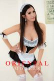 cheap 36D bust size escort girl, 5`4" tall, Oriental