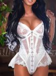 British brunette 34D bust size escort girl